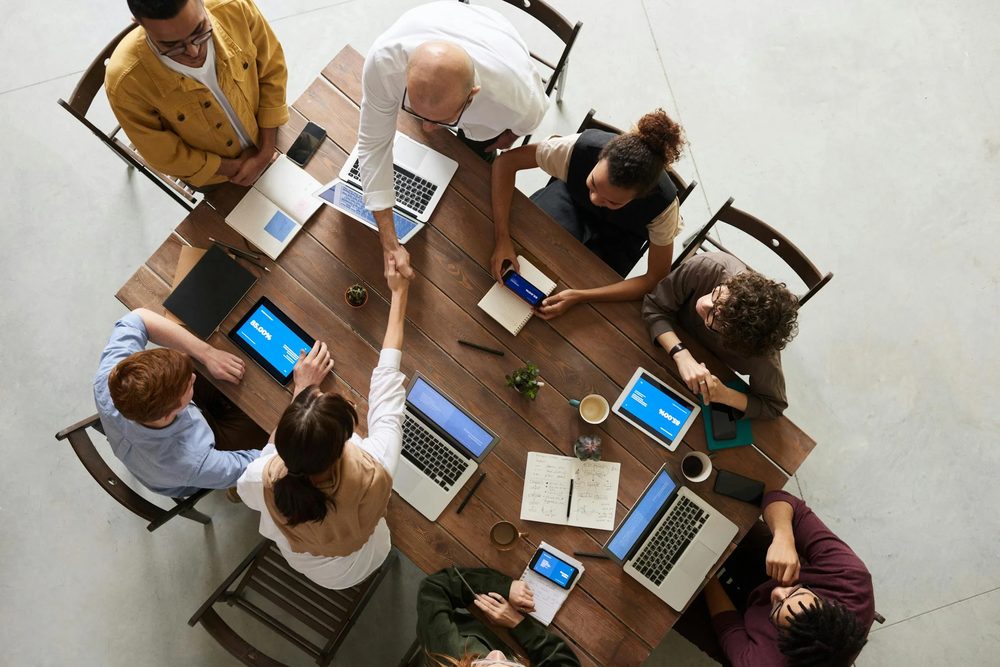 Business team reviewing funding options
